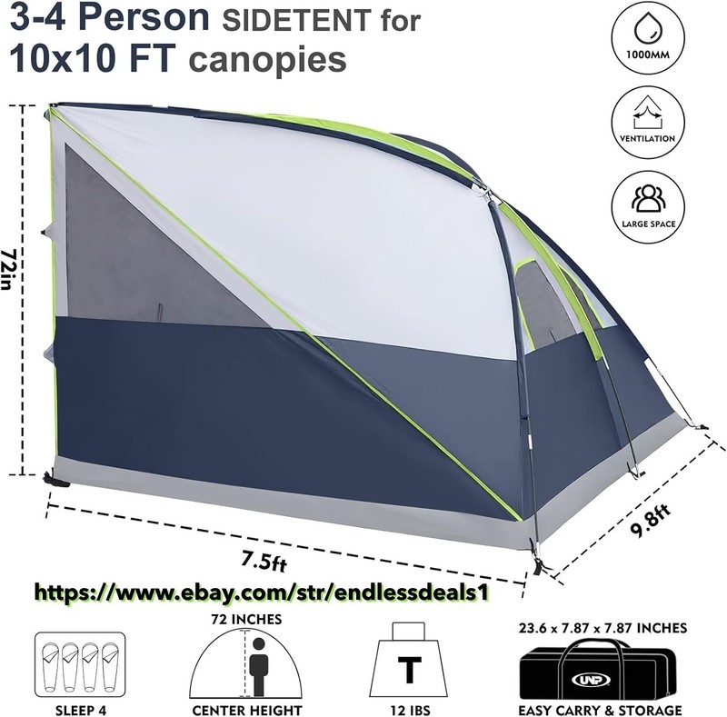 Tent for 10′ X 10′ Canopies Tent Camping Cube | Pop up Canopy Side Easy Set up,