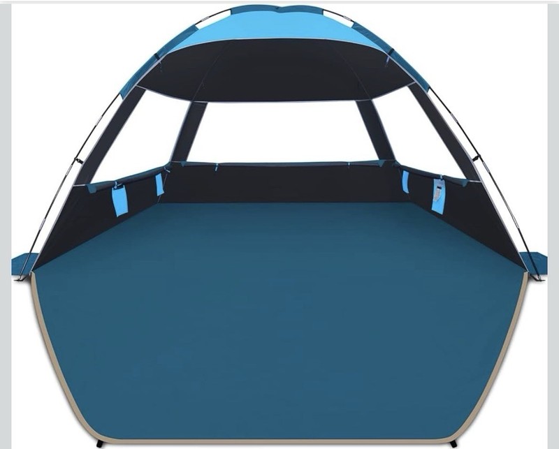 COMMOUDS Beach Tent Sun Shade for 8 Person, UPF 50+ Beach Sun Shelter Dark Blue