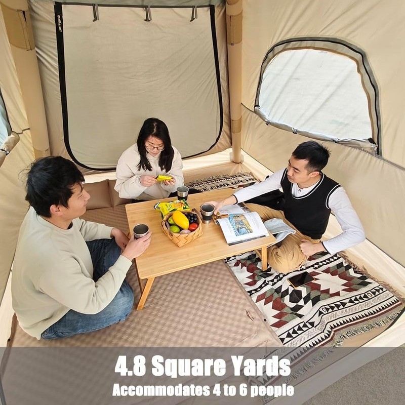 Inflatable Camping Tent for Family Outdoor Use in Khaki Quick Setup Waterproof gallery