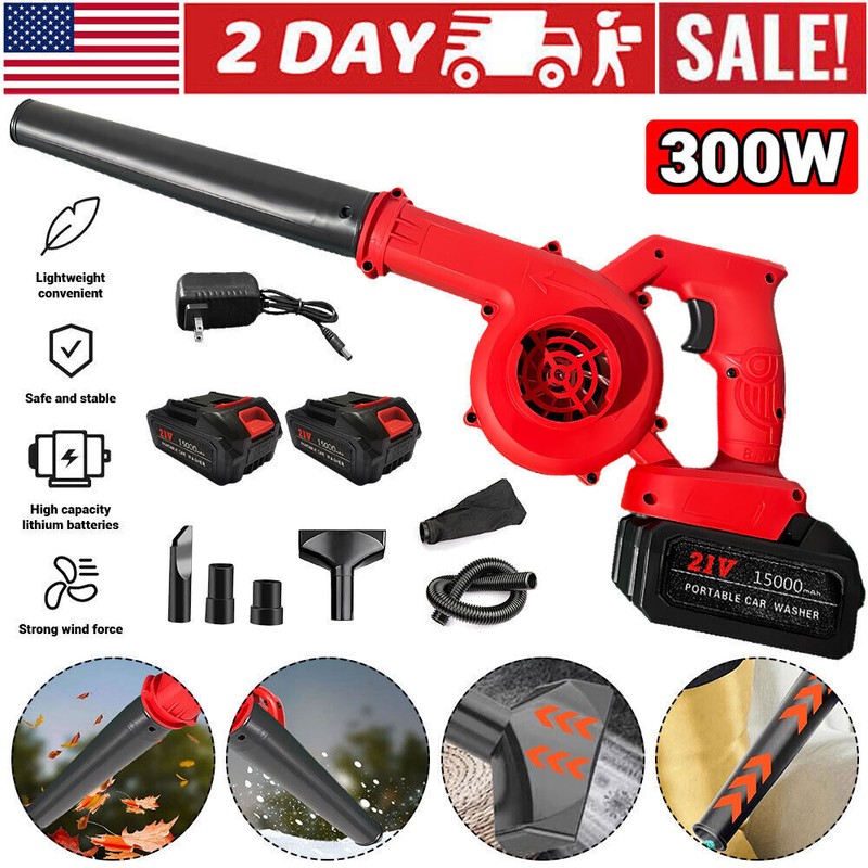 Portable Cordless Leaf Blower Compact Handheld Vacuum Dust Cleaner W/2*Battery