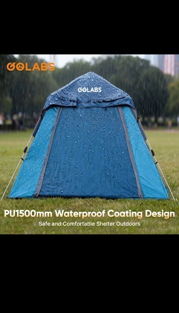 blue outdoor camping tent by GOLABS, water proof, multiple windows, very cozy gallery