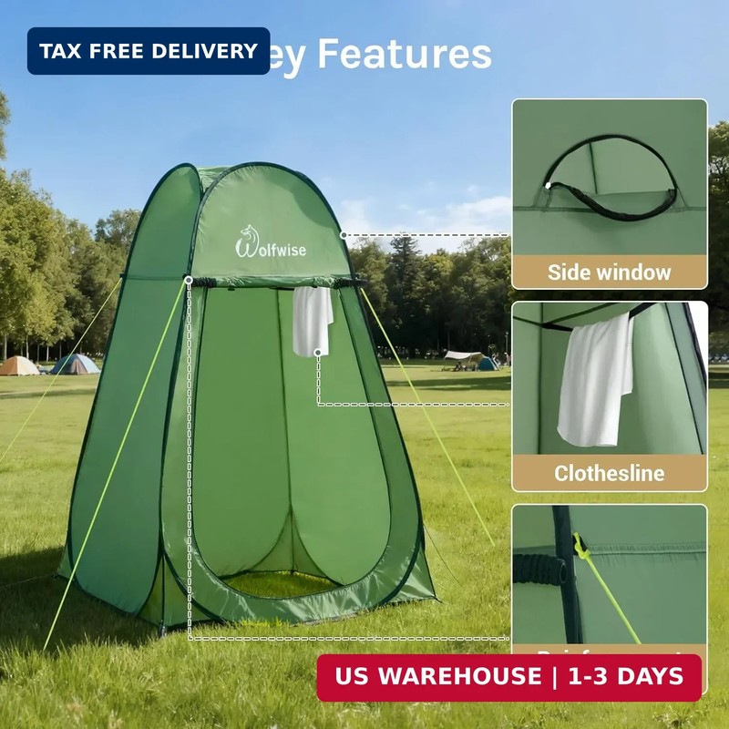 Wolfwise Pop Up Shower Tent for Camping Essentials, Portable Instant Changing Te gallery