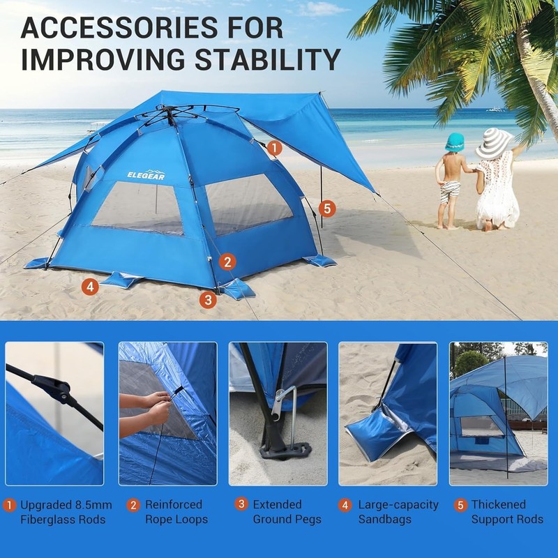 Versatile Beach Tent & Sun Shelter with Wind Resistance – Perfect for Outdoors gallery