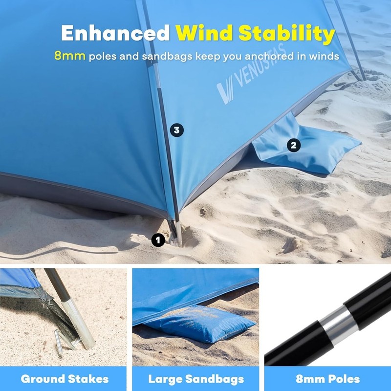 Family-Friendly Beach Tent with Water Resistance & Ventilation, 86.6" x 59" gallery