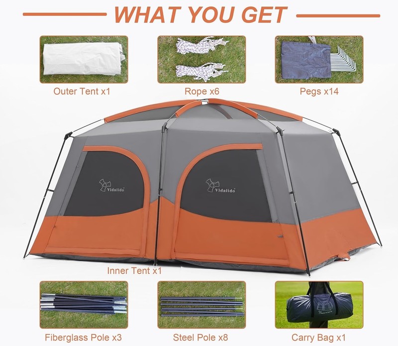 8–10 Person Family Camping Tent 2 Room Waterproof w/ Vestibule gallery