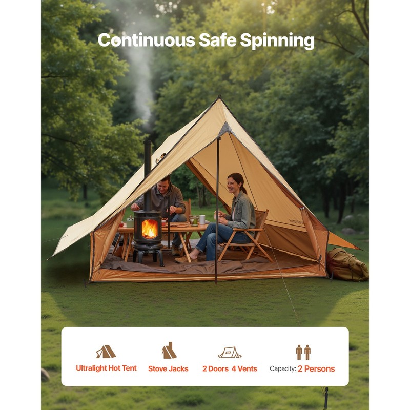 Uimoso 2-Person Camping Hot Tent Cabin with Stove Jack & Ground Mat Lightweight gallery
