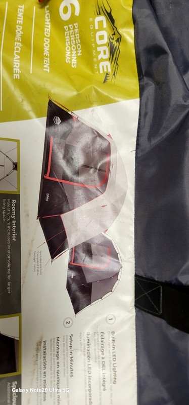 Core Equipment 6-Person Lighted Dome Tent 3 Light Modes Water Resistant Gray gallery