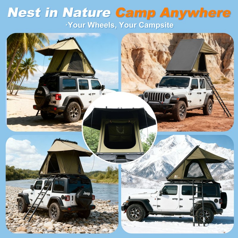 Naturnest Ultra Slim Roof Top Tent w/Air Mattress Waterproof UV - Polaris Lite gallery
