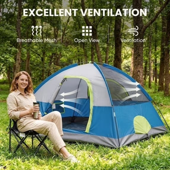 Gianna 4 Person Waterproof Camping Tent with Rainfly, Easy Setup Dome Tent gallery