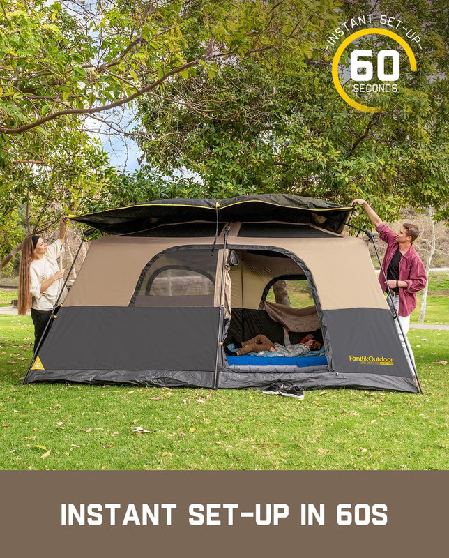 Fanttikoutdoor Instant Cabin Tent 6/8/10/12 Person Camping Tent Setup in 60 Seco gallery