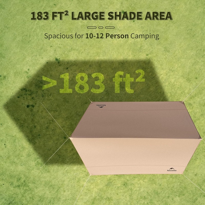 Naturehike Cloud Skies Camping Tent Tarp with Poles,Waterproof PU 18000mm gallery