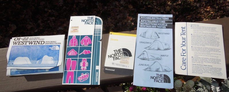 Vintage The North Face OI-22 Westwind Tent Paperwork, Tags and Instructions
