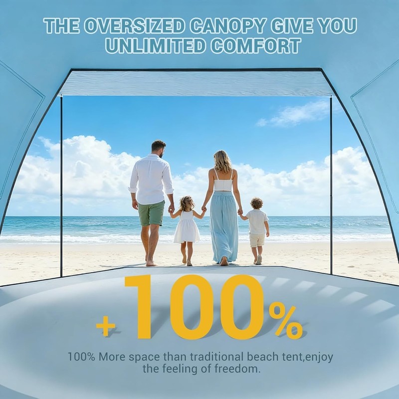 CumbreX Beach Tent Sun Shelter with Canopy, 4-5 Person Pop Up Beach Tent, Eas... gallery