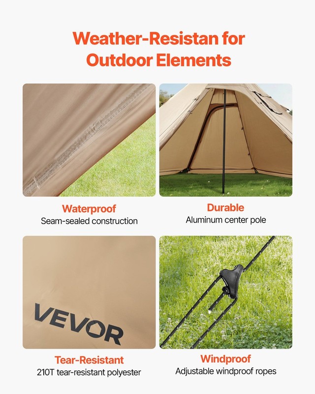 4-Season 2-Person Waterproof Canvas Tent with Stove Jack & S Size gallery