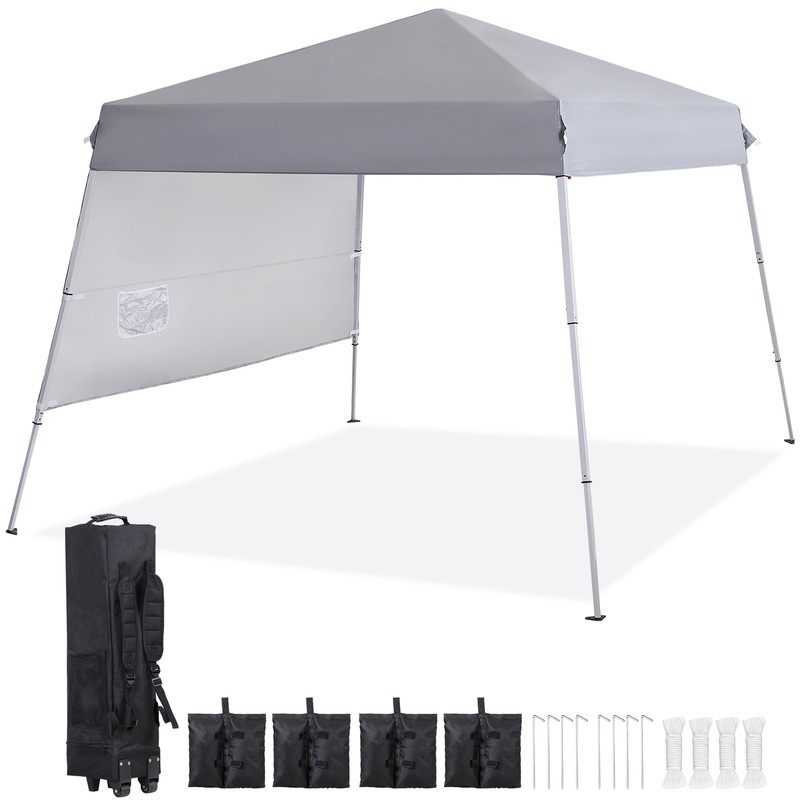 Lightweight 8x8FT Canopy Tent Sun Protection Pop-Up Shelter Gray Outdoor Camping