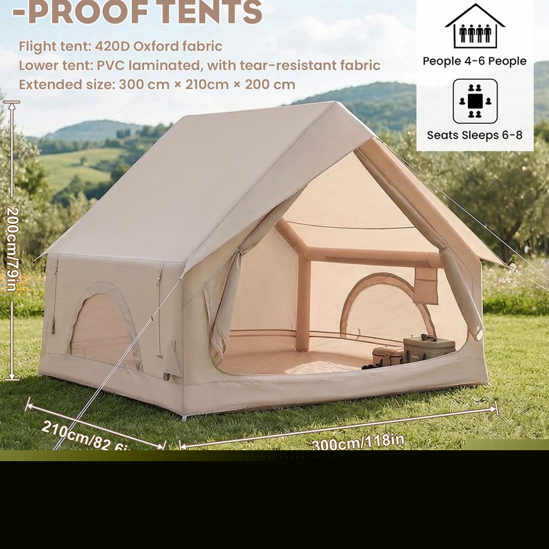 Inflatable Camping Tents with Hand Pump Air Glamping Tents For 4-8 Person Tent
