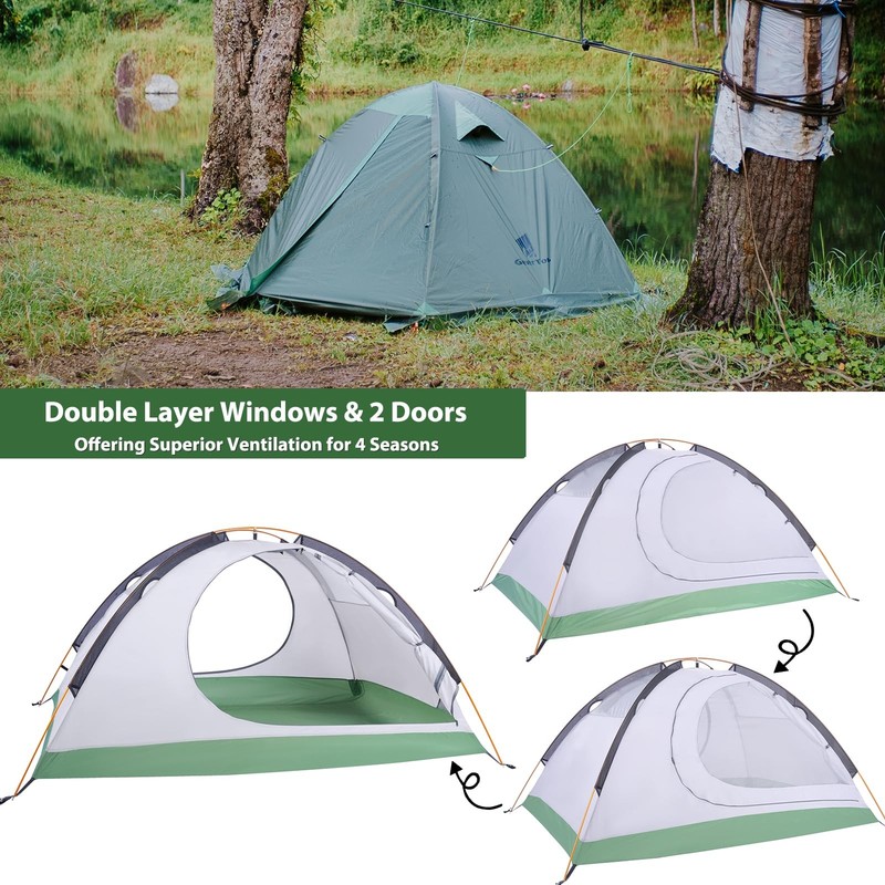 Lightweight 2 Person Backpacking Tent 4 Season Double Layer Waterproof Cold W... gallery