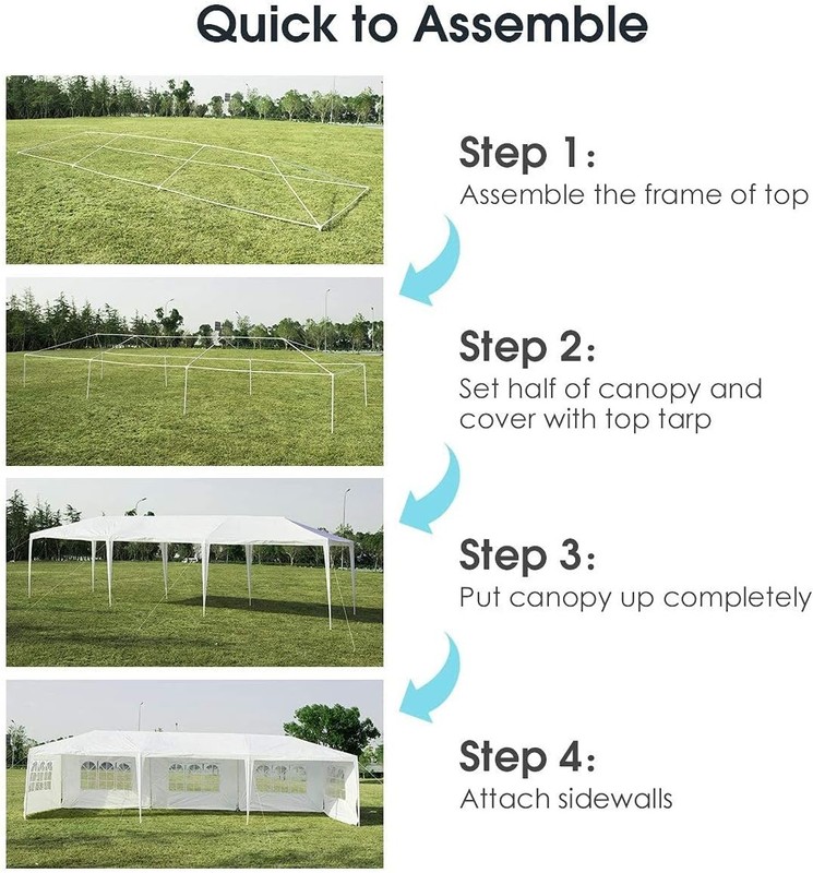 White Outdoor Tent with Connection Stakes, Ropes - 10'x30' gallery