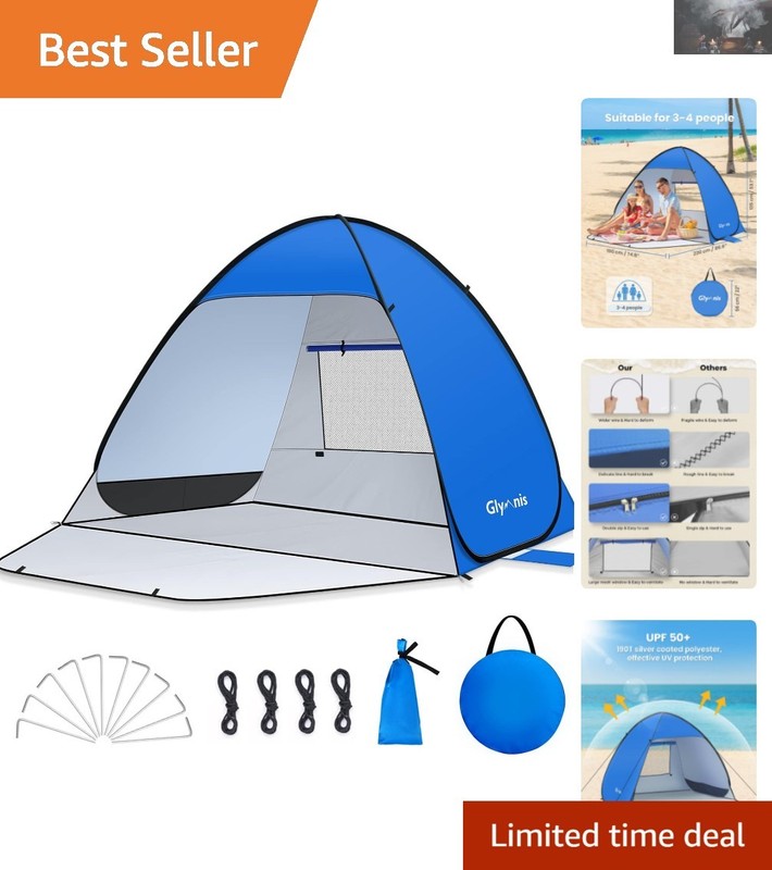 Spacious Beach Tent with UPF 50+ Protection and Easy Access Zipper Door