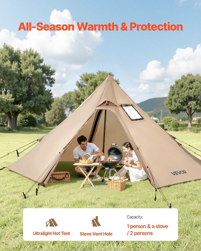4-Season 2-Person Waterproof Canvas Tent with Stove Jack & S Size gallery