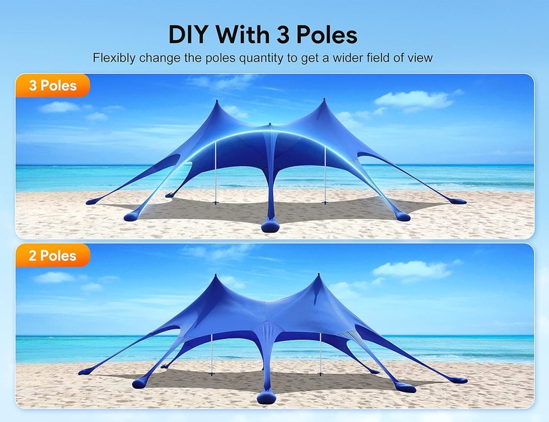 20x13 FT Beach Sun Shelter UPF50 with Sandbags Osoeri gallery