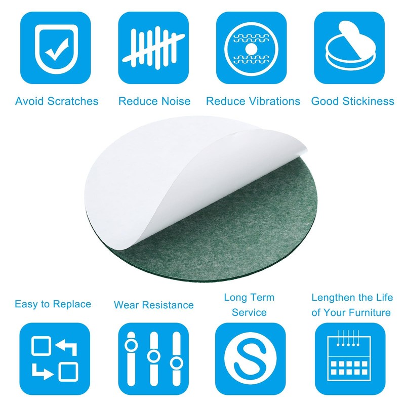 Felt Glides for Chairs with 2.5 Inch Diameter, Pack of 10, 2 mm Thick, Round, White... gallery