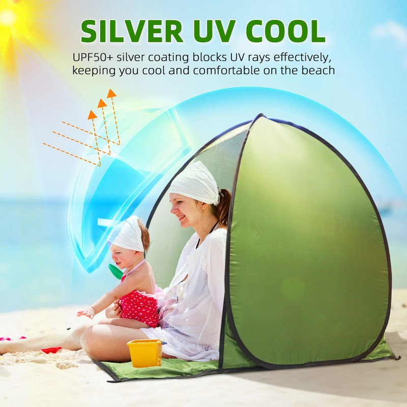 Pop-Up Beach Tent – UV-Resistant & Waterproof Sun Shade Shelter for Camping, Out gallery