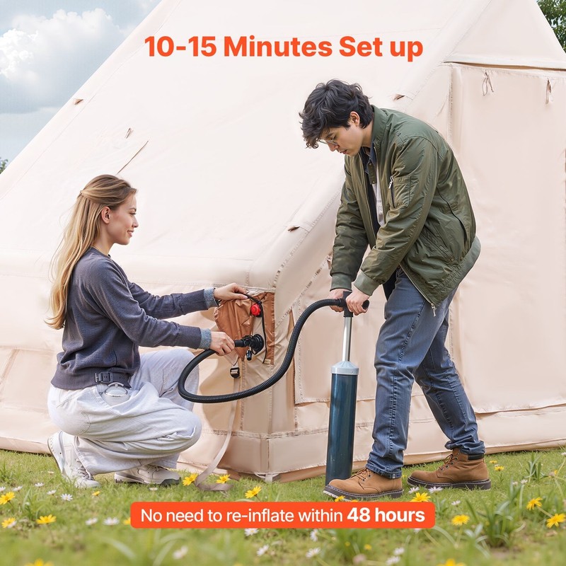 Glamping Tent 3-5 Person 65SQFT with Canopy, Stove Jack & Mesh Windows gallery