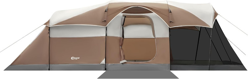 PORTAL 6/8/10 Person Family Camping Tent with Screen Room, Water Resistant Big T