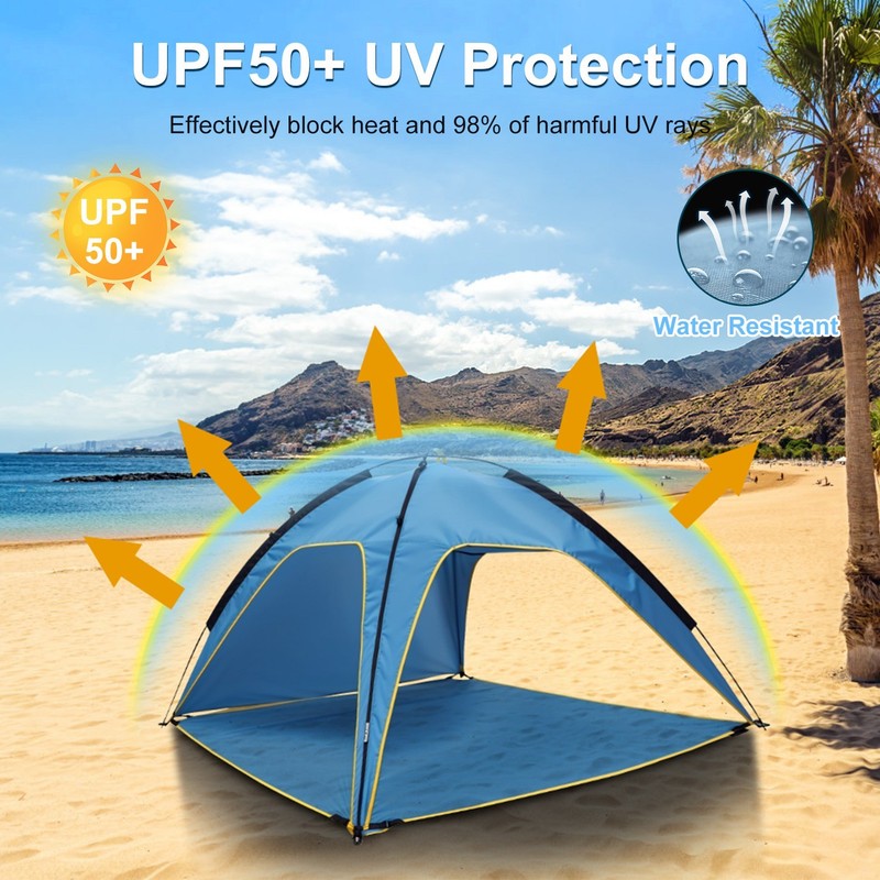 Beach Tent UV Protection Canopy Tent for 4-6 Adults Portable with Carry Bag US gallery