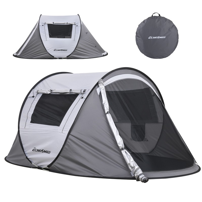 Two-Person White and Gray Instant Camping Tent White+gray