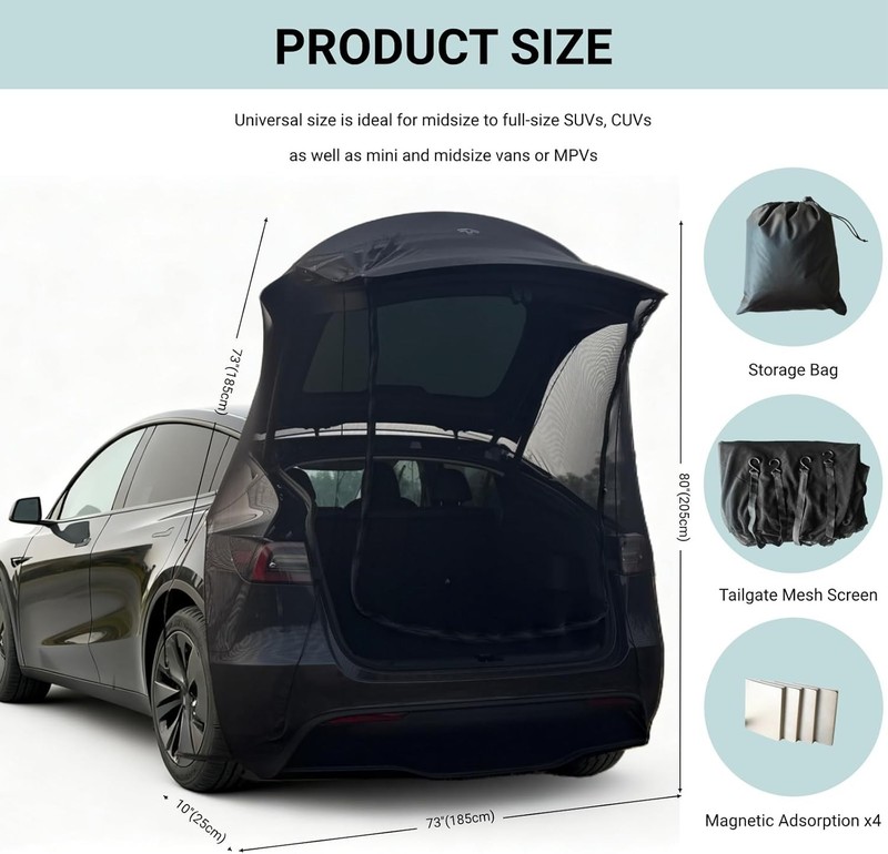 TECUUL Car Camping Tailgate Mesh Screen for SUV, CUV, Mini Van, Tailgate Essenti gallery