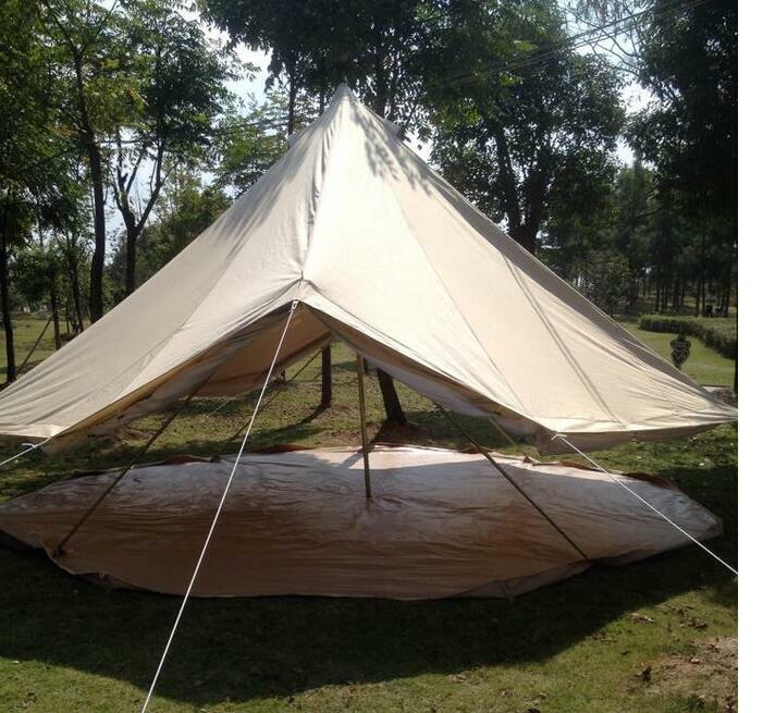 5M 16ft Canvas Camping Bell Tent Outdoor Family Hiking Waterproof Cotton Tent