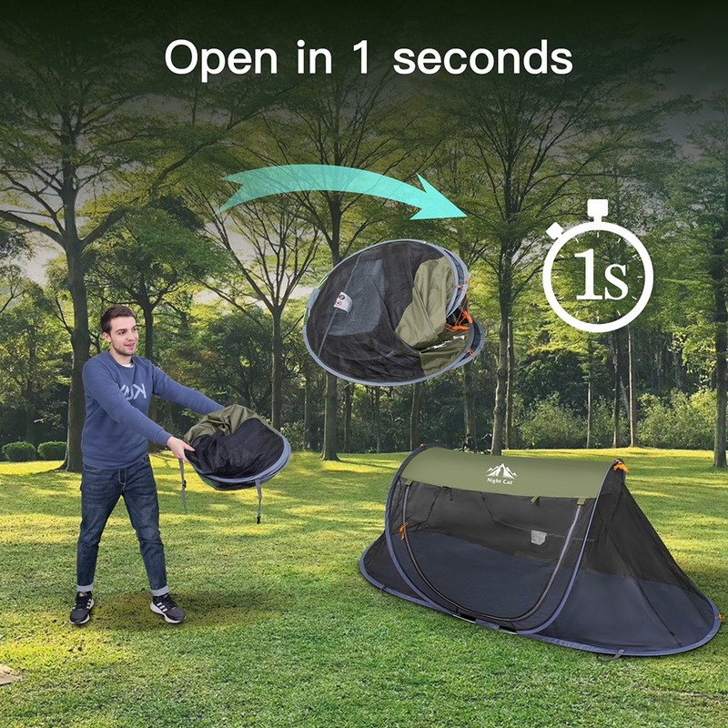 Night Cat Pop-up Mosquito Tent Camping Tent with Bug Screen Net Adults Kids gallery