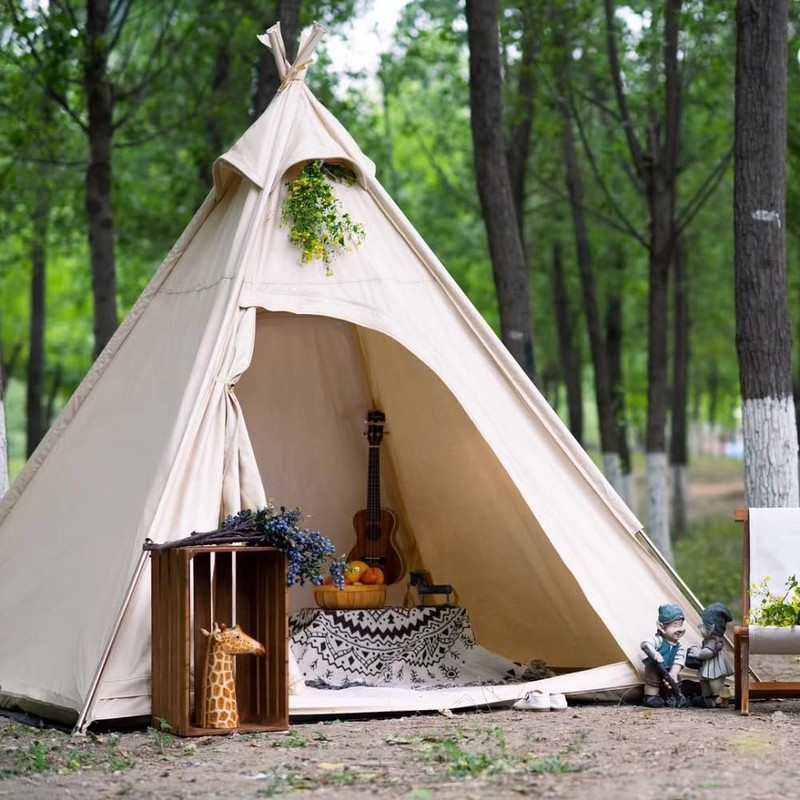 Cozy 3-Season Cotton Canvas Pyramid Tent for 2-3 Campers