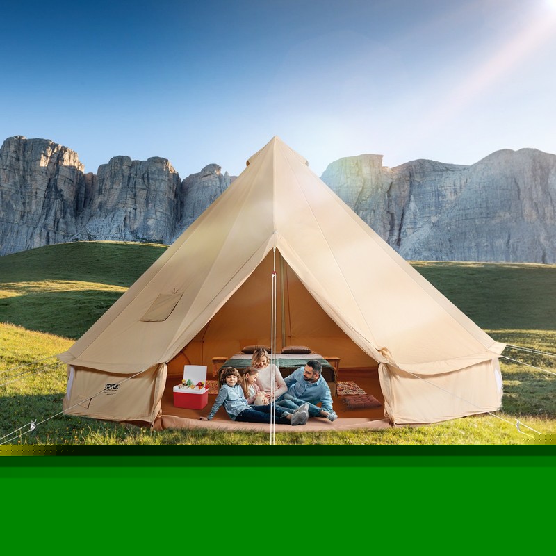 VEVOR Canvas Bell Tent 3M 4M 5M 6M 7M Camping Yurt Glamping Tent with Stove Jack