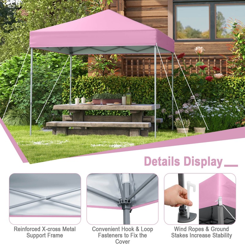 Patio 6.6x6.6ft Outdoor Pop-up Canopy Tent UPF 50+ Portable Sun Shelter Pink gallery