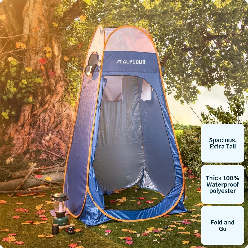 Durable Portable Shower Tent with Utility Accessories - Easy Pop Up Installation gallery
