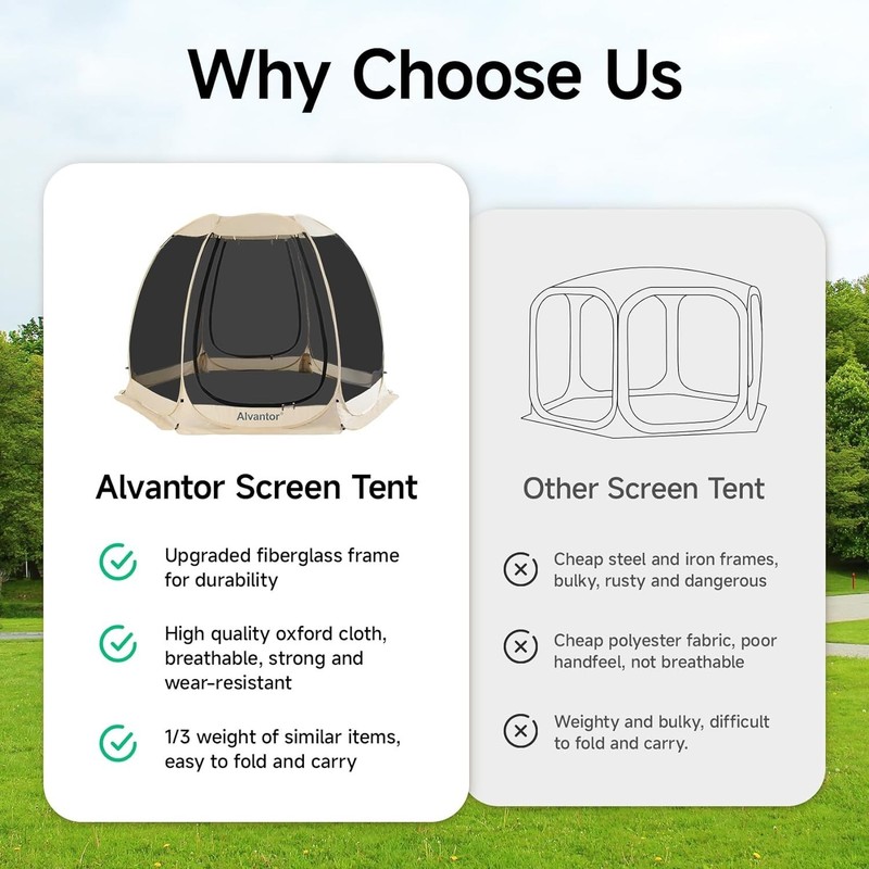 Lightweight Hexagon Camping Tent 10'x10' Beige gallery