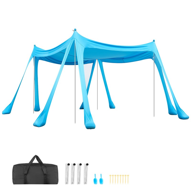 Uimoso Portable Beach Tent Sun Shade Canopy 10 x 10 ft UPF50+ Blue