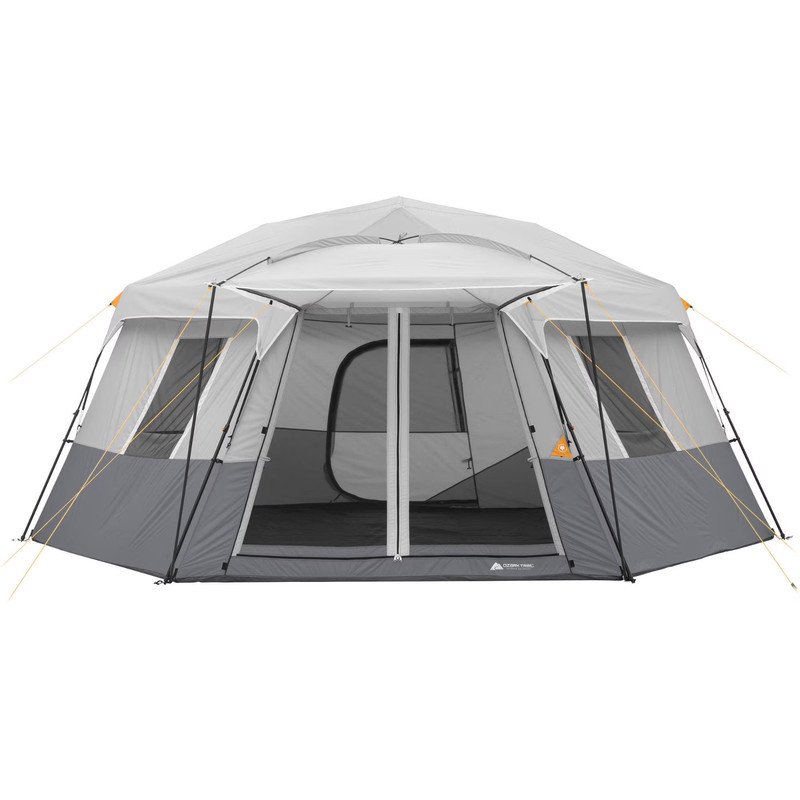 Ozark Trail 17x15 Instant Cabin Camping Tent Hexagon With Shaded Porch Sleeps 11