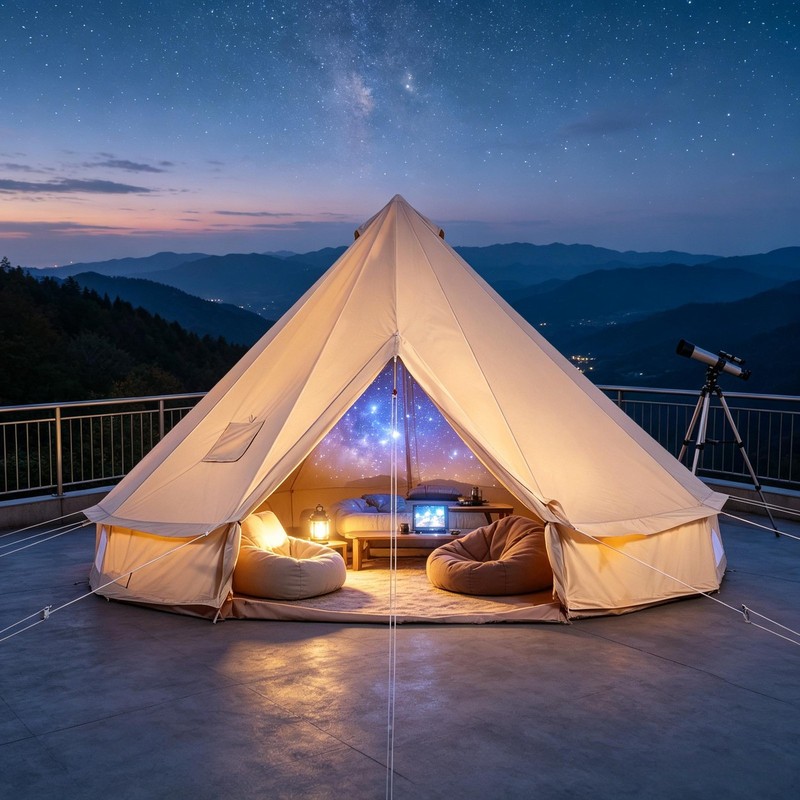 Cotton Canvas Bell Tent, Waterproof Large Tents with Sturdy Center & Door Pole gallery