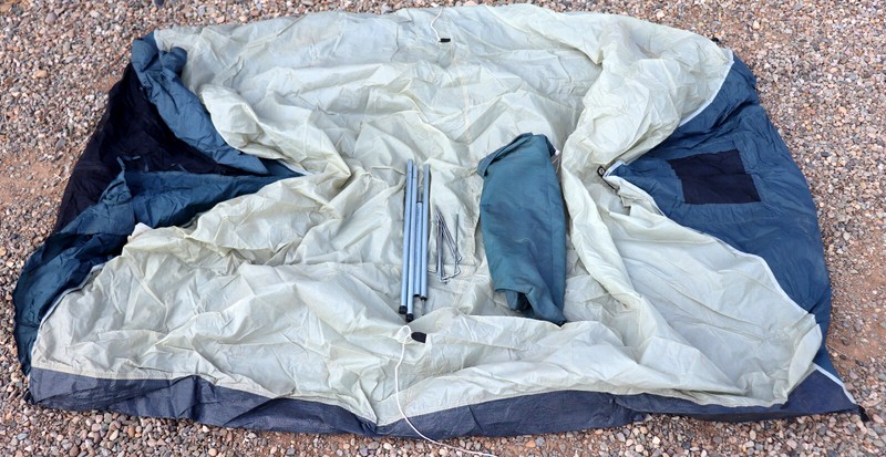 Vintage A-Frame Ridge Tent Nylon w/ Screen Window Mountain 80″x56″ 2-Person Blue