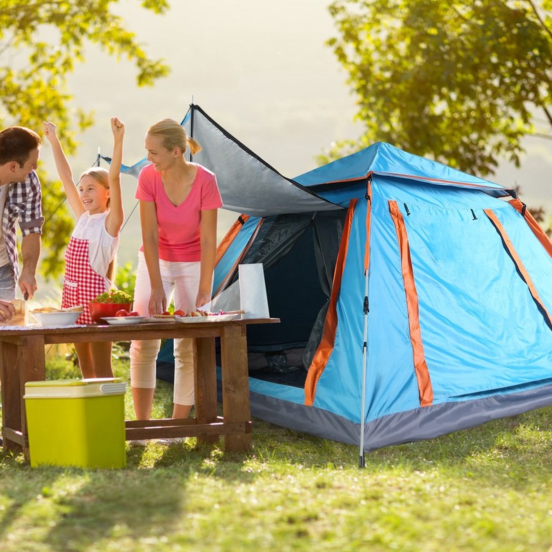 1Pc 4-5 Person Camping Tent With 2 Mosquito Nets Windows Carry Bag gallery