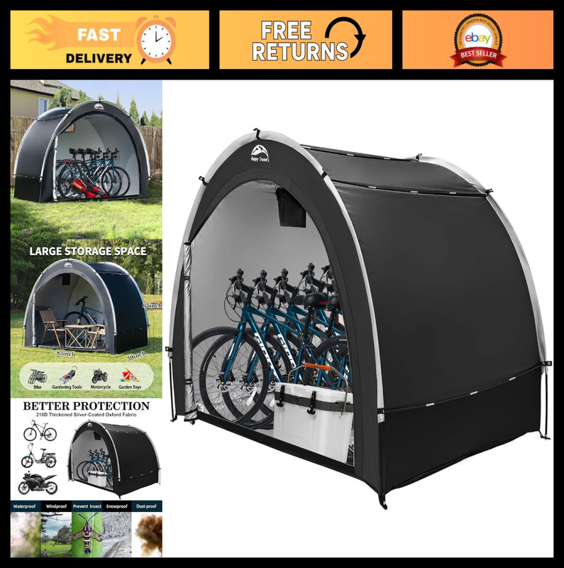 Outdoor Waterproof Bike Storage Tent Shed for 2-8 Bikes, Portable Garden Tool Sh