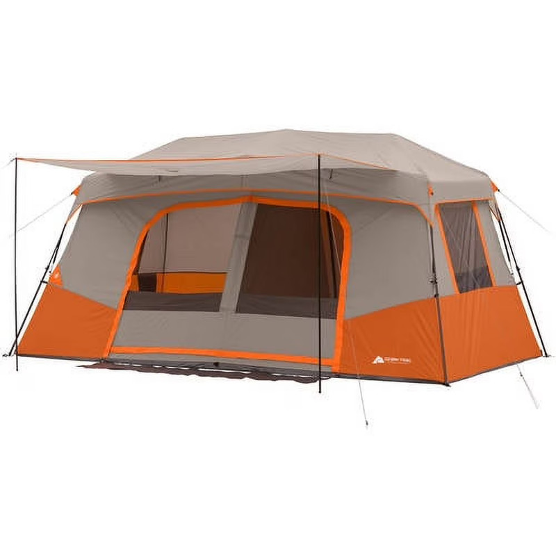 Tienda Casa de Campaña Camping Grande 11 Personas 3 Cuartos Instantanea Naranja