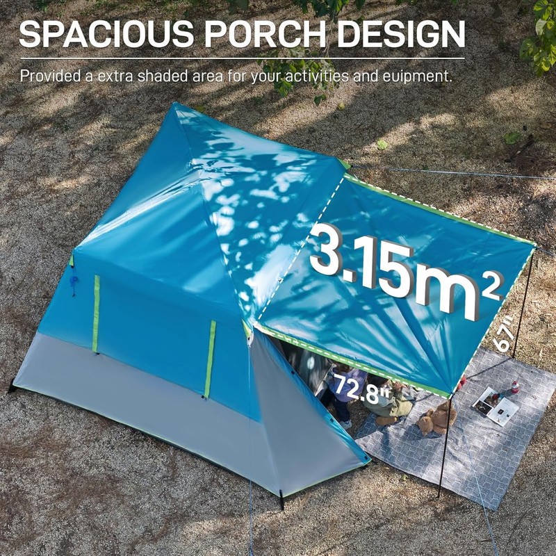 EVER ADVANCED Blackout Design 6 Person Camping Tent, Blue gallery