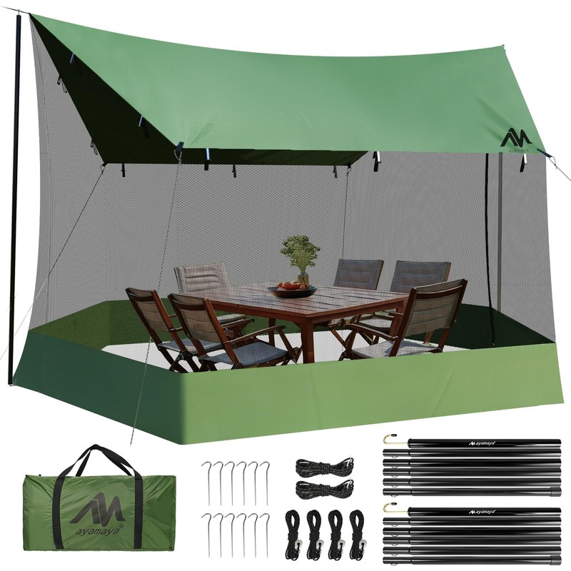 Screen House for Hammock with Tarp Poles, Large Size 18 x 11 FT Camping Tarp ...