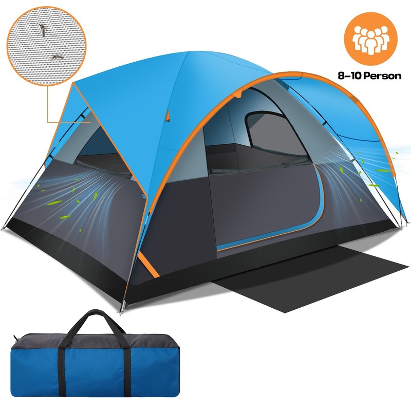 8 Person Family Camping Tent Easy Setup Waterproof Mesh Roof Spacious Design