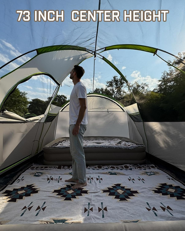 LOYEAHCAMP 8 Person Larger Extended Dome Camping Tent with 3 Rooms, Waterproof S gallery